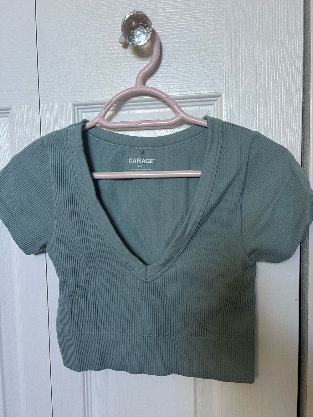 Garage green crop top
